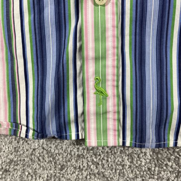 Tailorbyrd Button Up Shirt Mens Large Golf Chunky Stripe Colorful Spring Preppy - Picture 4 of 13